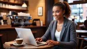Working at the coffee shop